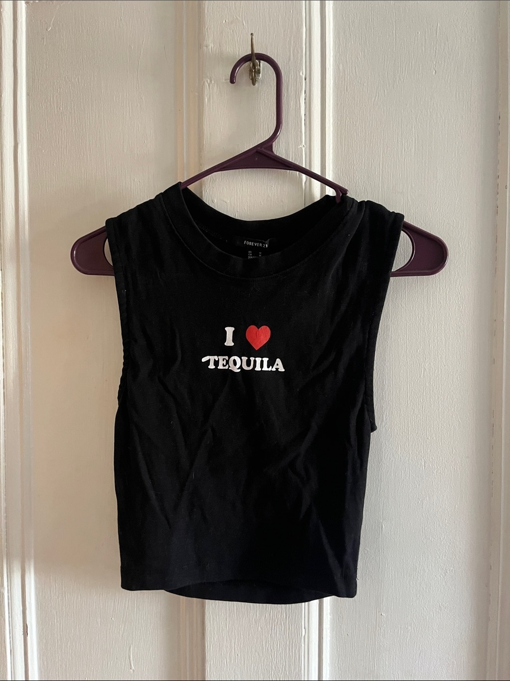 Forever 21 Black Muscle Tee with Red Heart 'I ♥ Tequila' Print